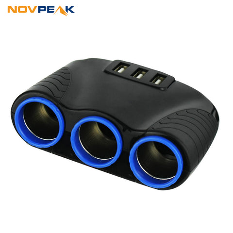 3 in 1 Car-charger Power Adapter Socket Splitter 3.1A 12V USB Cigarette Lighter