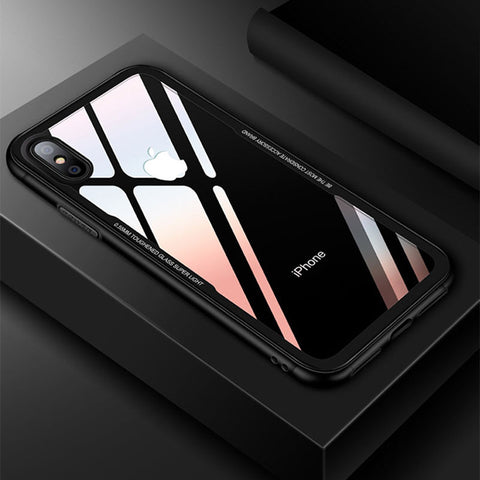 MobileNerds Tempered Glass Transparent Clear Cover Bumper Case for Apple iPhone 6 6s 7 7s 8 Plus X Soft TPU Silicone Case