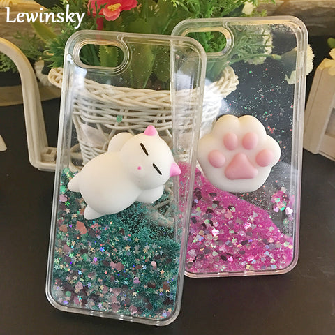 Cute Squishy Liquid Case For iPhone 5 s SE iPhone 6 6s iPhone 7 7 plus iPhone 8 8 Plus Case Glitter Quicksand Back Cover For iPhone X Case