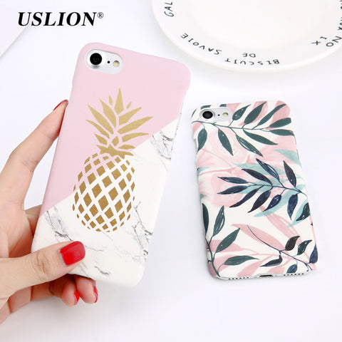 Flower Leaf Design Case Pineapple Marble Cover Cases For iPhone X iPhone 8 8 Plus iPhone 7 7 Plus iPhone 6 6s Plus 5 5S SE