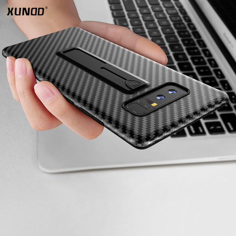 XUNDD Carbon Fiber Slim Case with Ring Grip For Samsung Galaxy Note 8